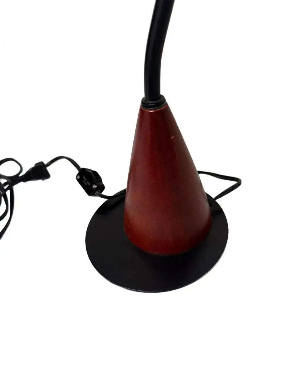 Vintage American Lighting Gooseneck Desk Lamp Black Metal Shade Cone Base Taiwan